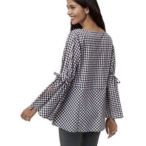 NWT LOFT Checkered-gingham Bow and Tie Top